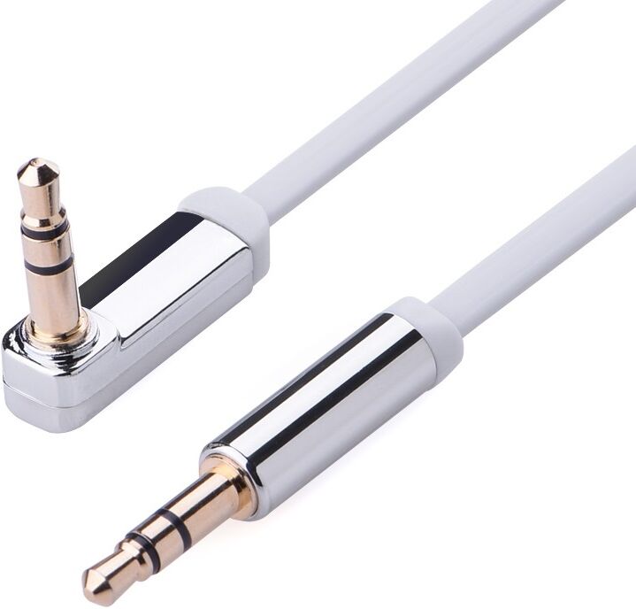 Vinklet Slim Minijack 3.5 Mm Kabel - 0.5 M - Hvid