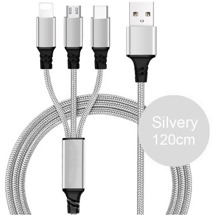 Apple Usb Multi Kabel - Usb-C/lightning/micro-B - 1.2 M - Sølv