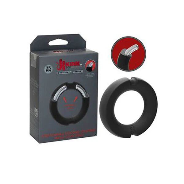 Doc Johnson Kink Hybrid Silicone Covered Metal Cock Ring Black