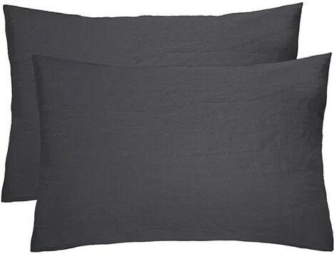 Bambury French Flax Linen Pillowcase Pair Charcoal