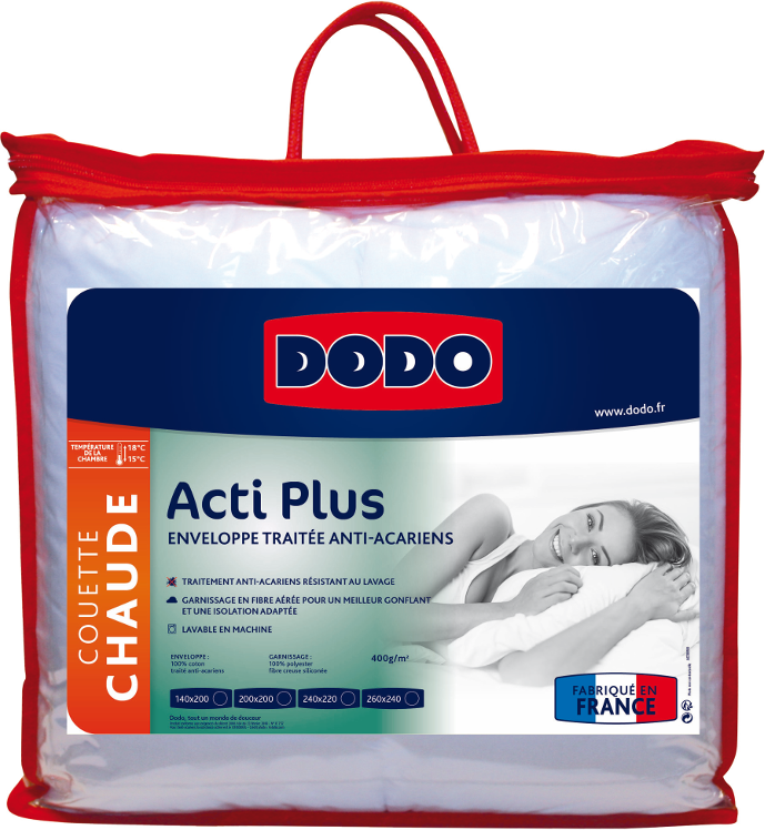 DODO Couette DODO anti allergies- 220x240cm - 2 personnes - ACTI PLUS II