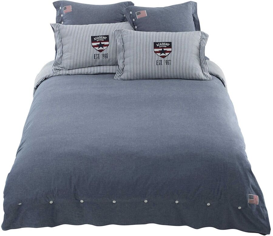 Maisons du Monde Blauw katoenen beddengoed van chambray 220x240