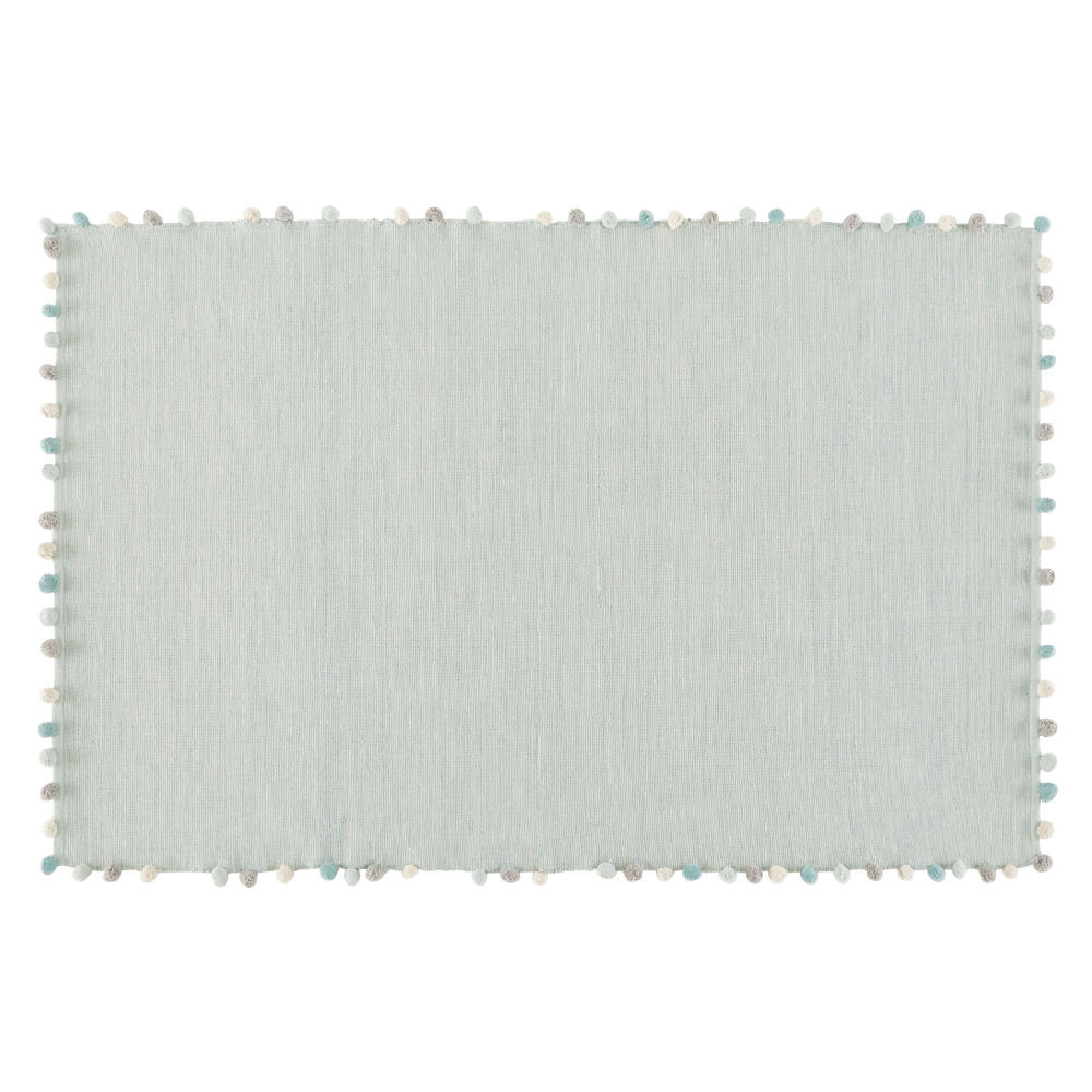 Maisons du Monde Tapis à pompons en coton vert 120x180