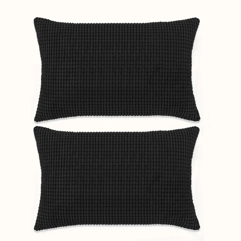 vidaXL Jeu de coussin 2 pcs Velours 40 x 60 cm Noir