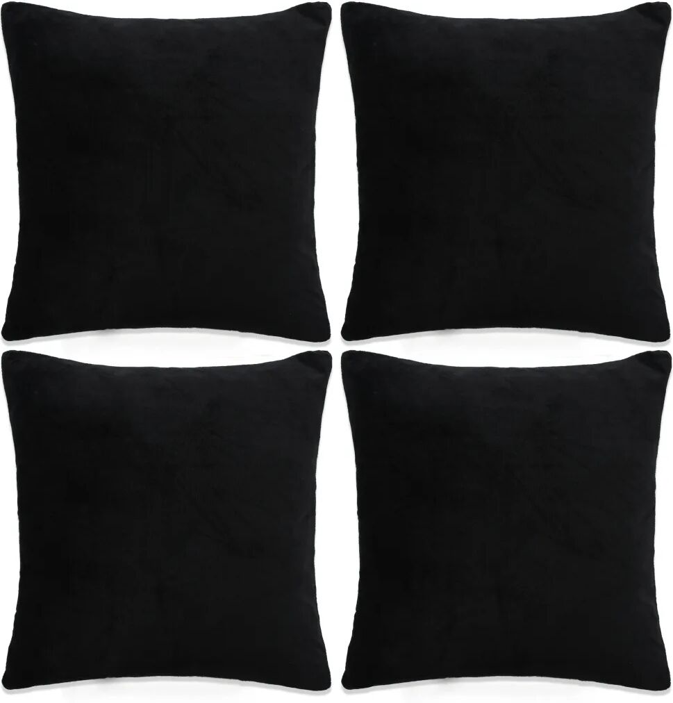 vidaXL Housses de coussin 4 pcs Tissu 50x50 cm Noir