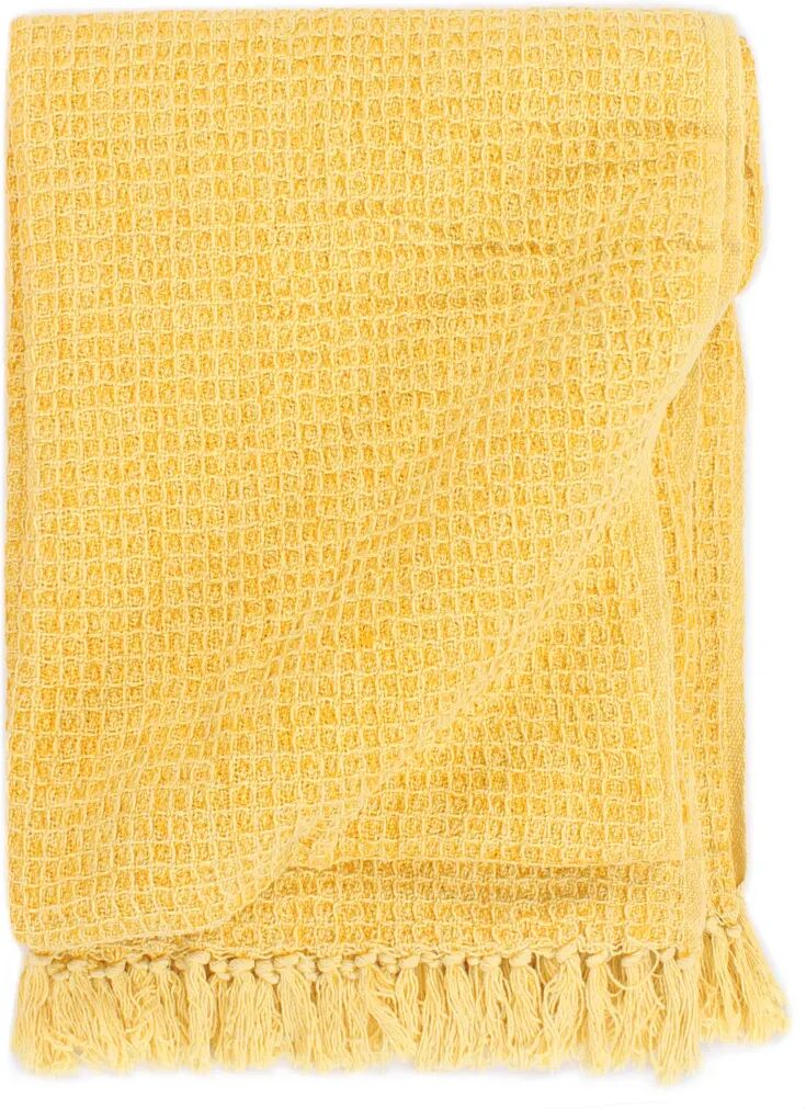 vidaXL Couverture en coton 125 x 150 cm Jaune moutarde