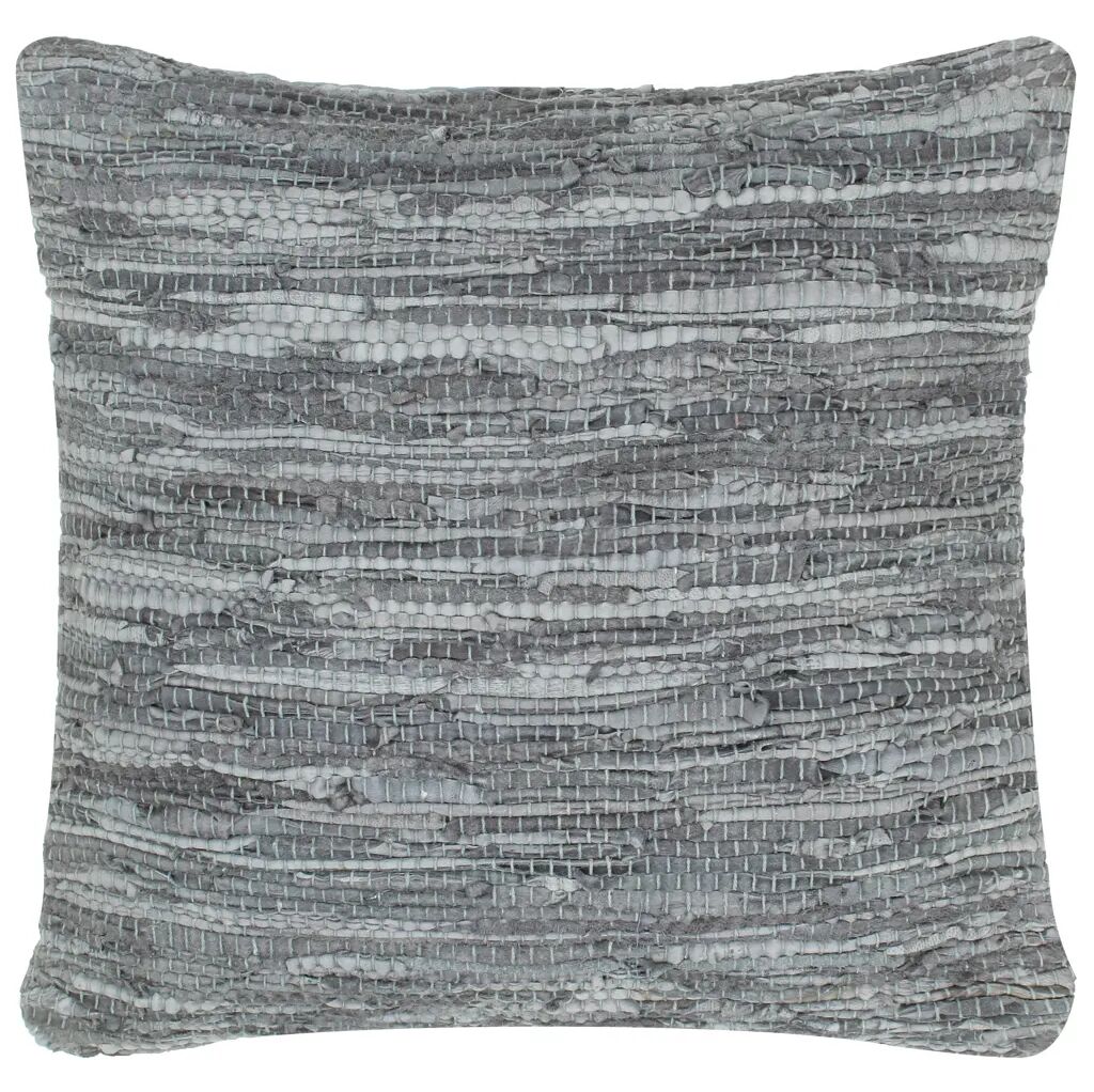 vidaXL Coussin chindi Gris 60x60 cm Cuir et coton