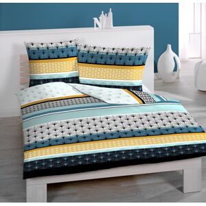 HOME FASHION Kissenbezug »Robbi«, (1 St.), verdeckter Reissverschluss blau/hellblau/senf/weiss  B/L: 65 cm x 65 cm