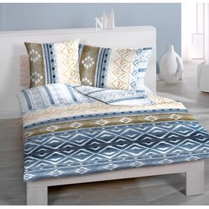 HOME FASHION Kissenbezug »Mirage«, (1 St.), verdeckter Reissverschluss blau/weiss/beige  B/L: 65 cm x 65 cm