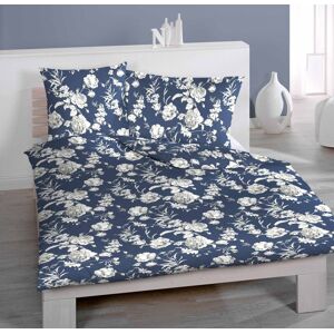 HOME FASHION Kissenbezug »Rosenmuster«, (1 St.), verdeckter Reissverschluss blau/weiss  B/L: 50 cm x 70 cm