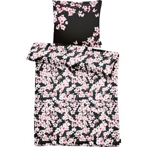 Apelt Bettwäsche »Blossom«, (2 tlg.), kunstvoll gemalte Kirschblütenzweige,... schwarz/rose Größe