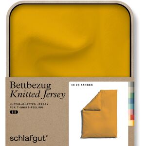 Schlafgut Bettbezug »Knitted Jersey uni, aus Bio-Baumwolle mit Elasthan,... Yellow Deep Größe B/L: 135-140 cm x 200 cm