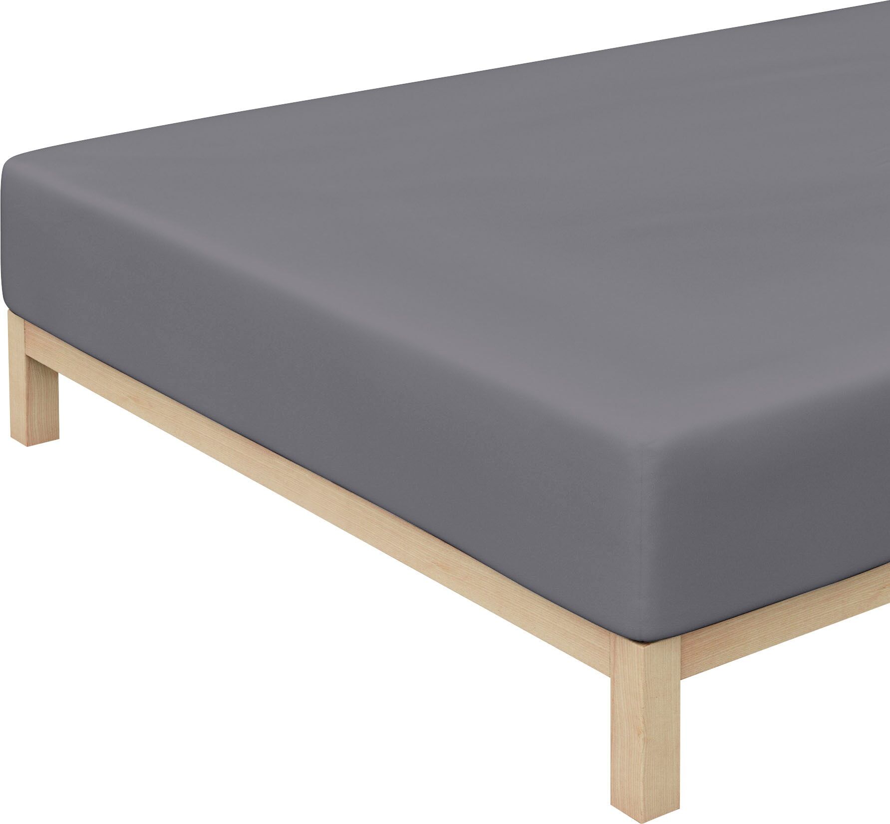 Schlafgut Spannbettlaken »Jersey-Elasthan«, (1 St.), für Boxspring grau