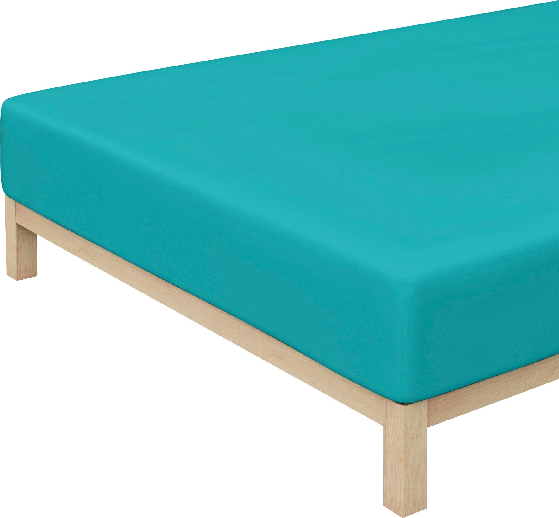 Schlafgut Spannbettlaken »Jersey-Elasthan«, (1 St.), für Boxspring blau