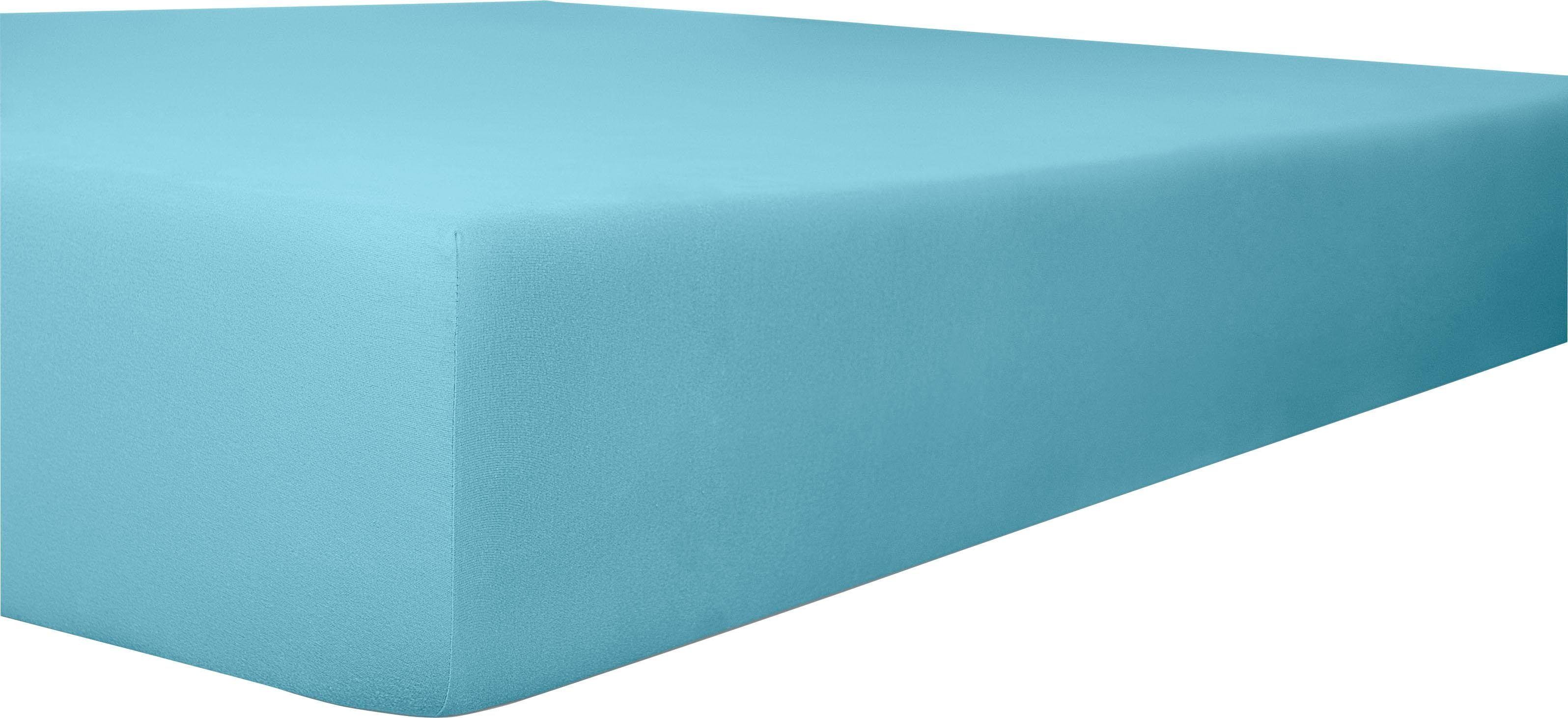 Kneer Spannbettlaken »Exclusive-Stretch«, (1 St.), optimaler Sitz blau