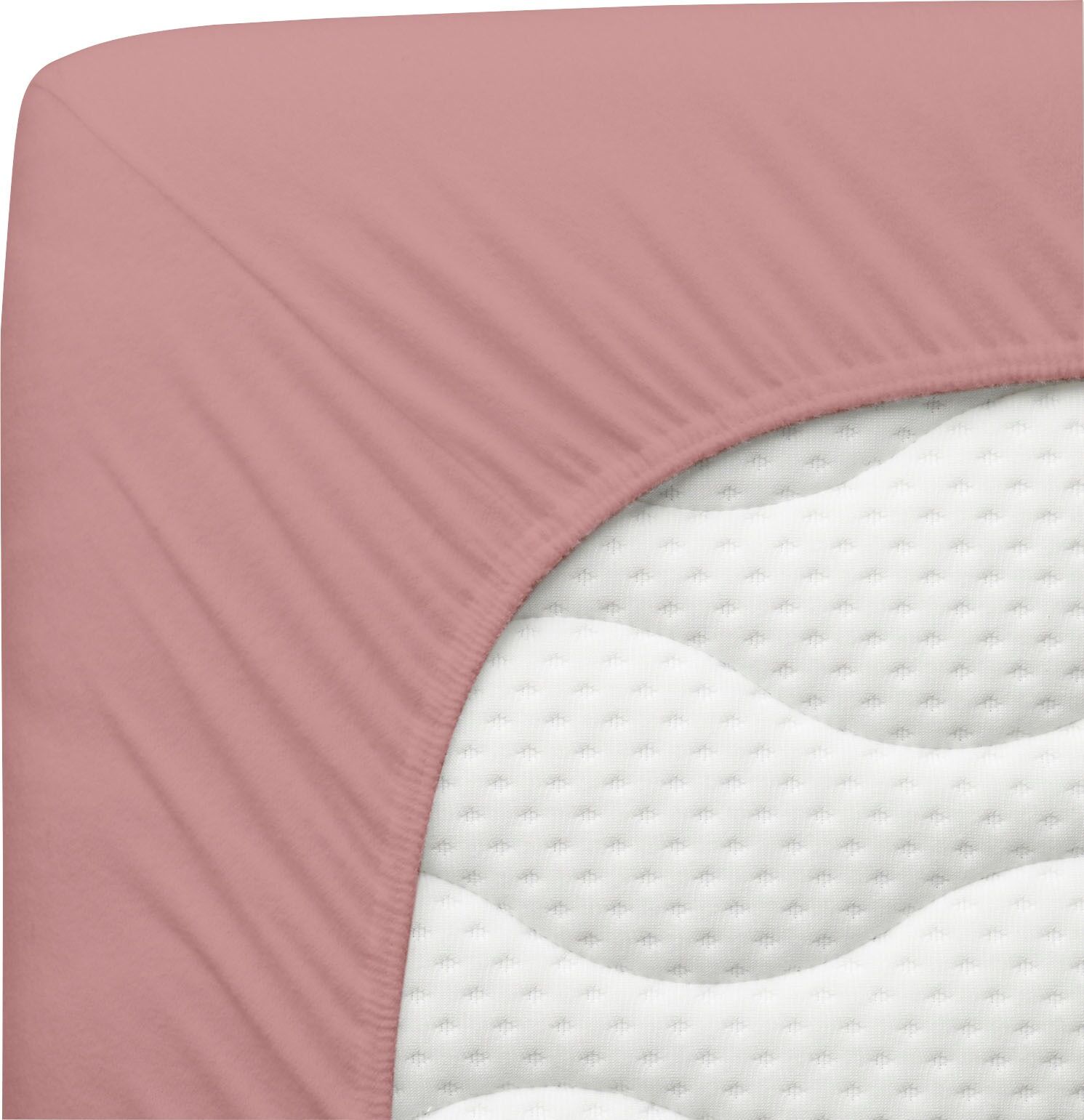 Schlafgut Spannbettlaken »"Flausch-Jersey"«, (1 St.), mit Hochflor-Effekt rosa