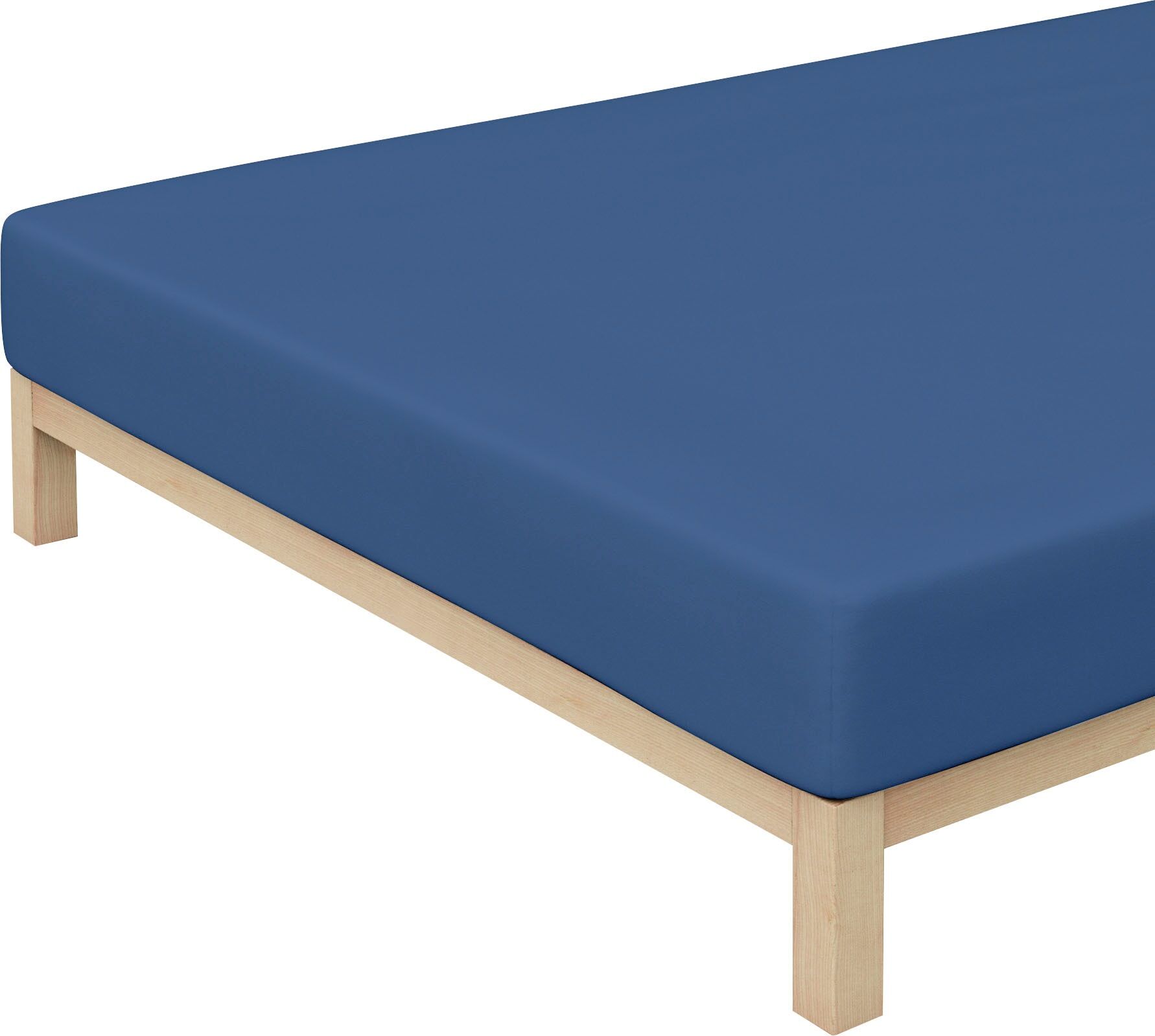 Schlafgut Spannbettlaken »Jersey-Elasthan«, (1 St.), für faltenfreien Sitz blau
