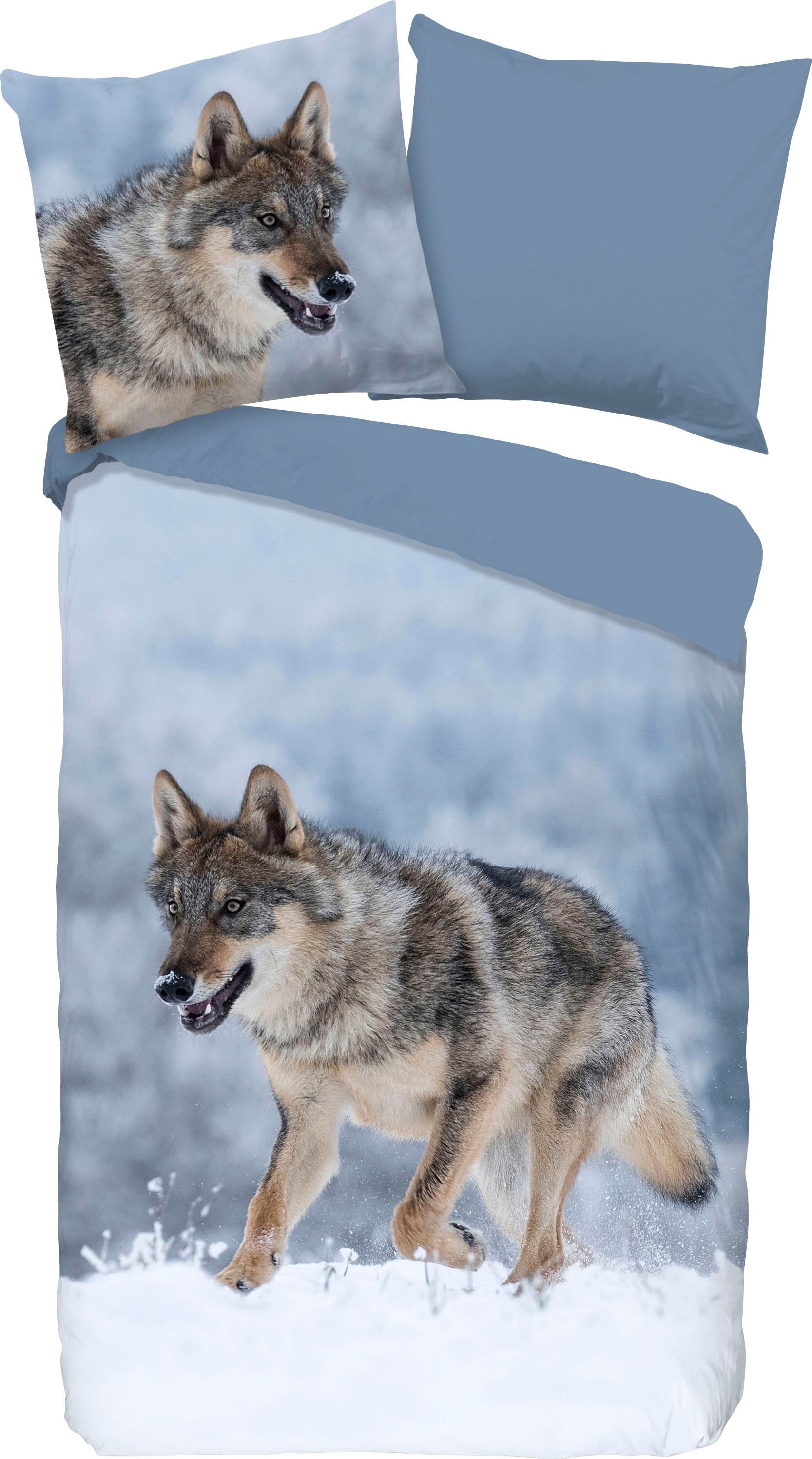 good morning Wendebettwäsche »Snow Wolf«, (2 tlg.), 100% Baumwoll-Renforcé