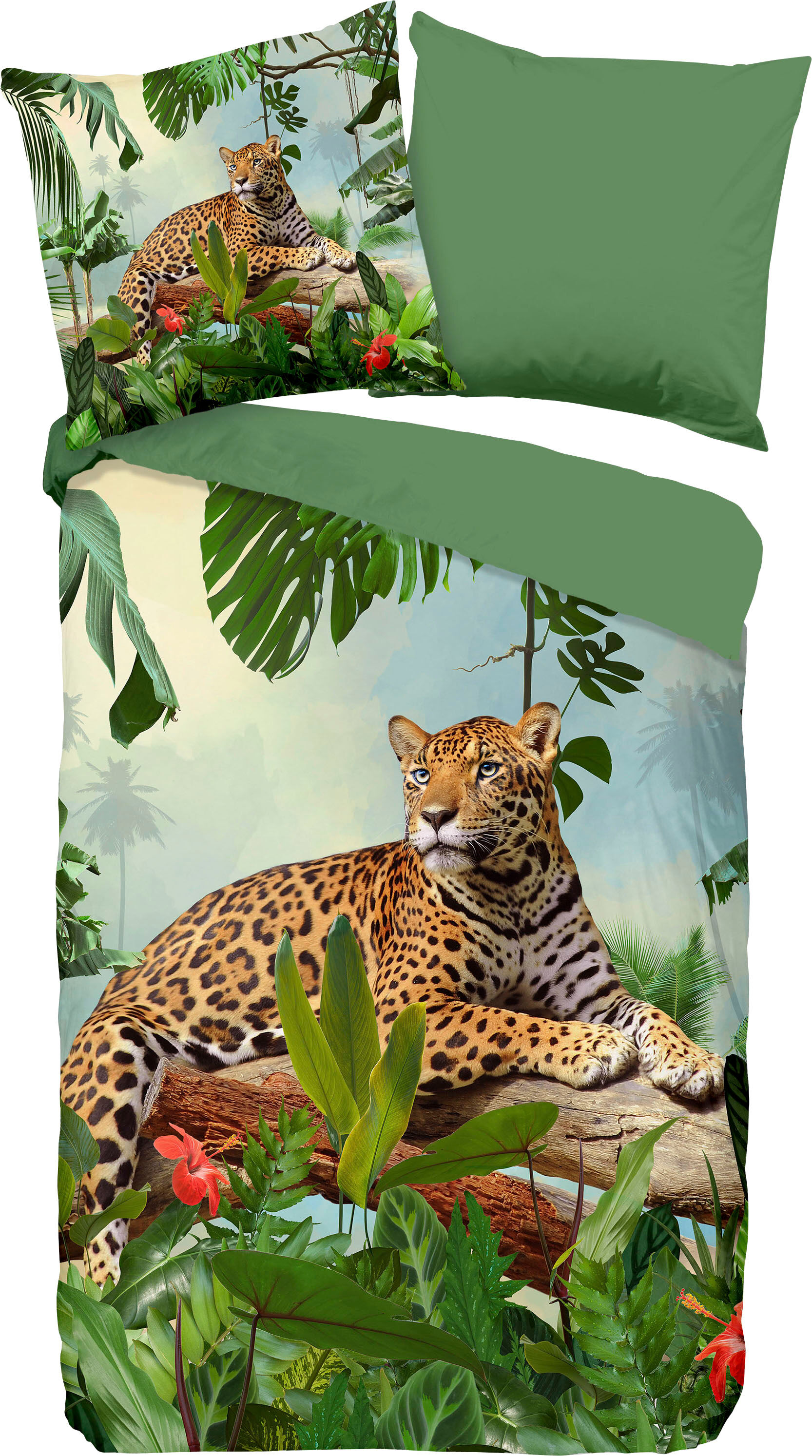 good morning Wendebettwäsche »Jungle«, (2 tlg.), mit Leopard bunt