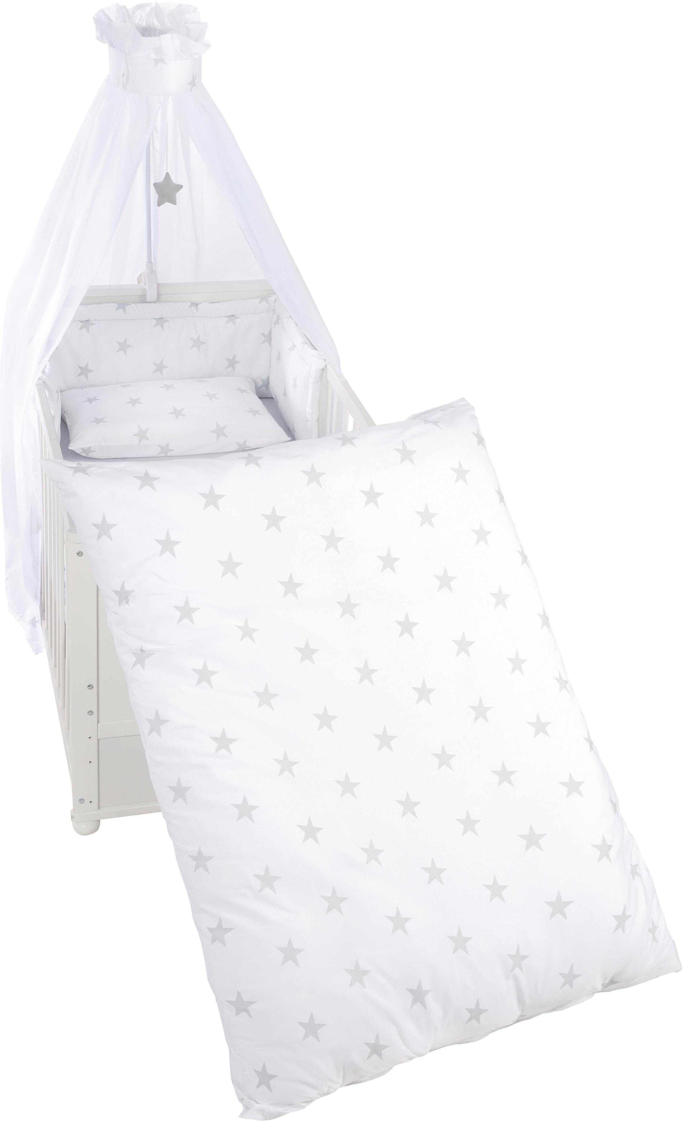 roba® Himmelbettgarnitur »Little Stars«, 4tlg., mit Bettwäsche, Nestchen und... grau