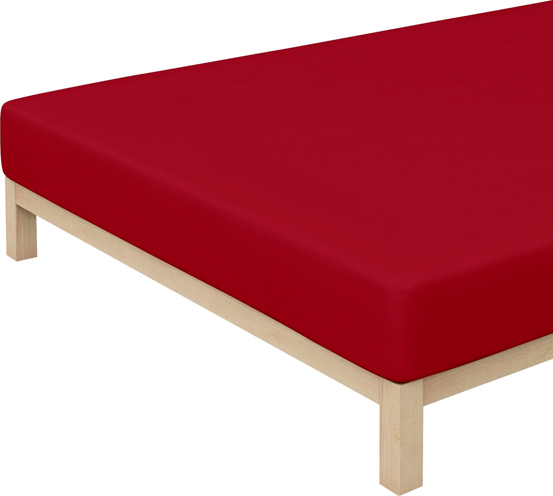 Schlafgut Spannbettlaken »Jersey-Elasthan«, (1 St.), für faltenfreien Sitz rot