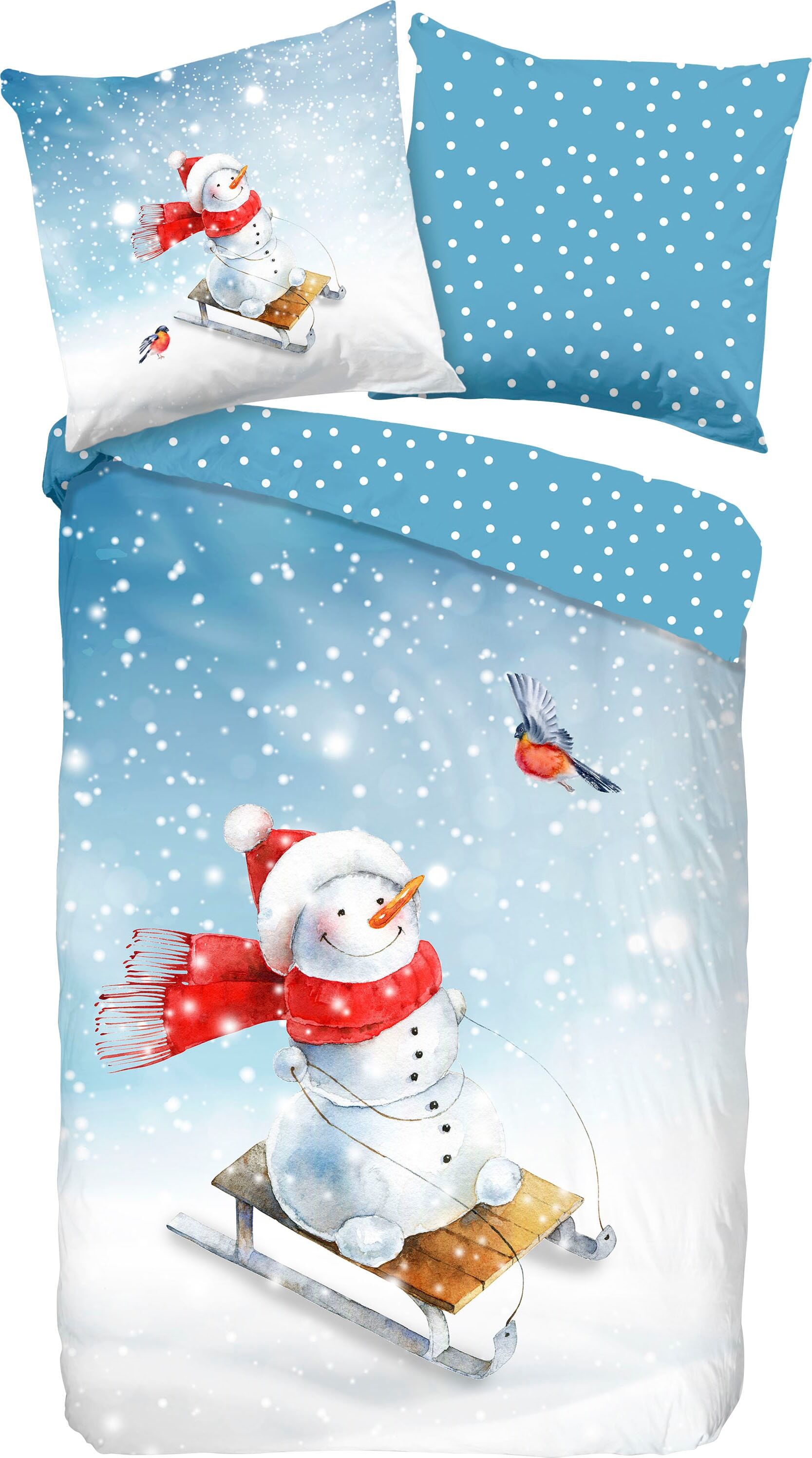 good morning Kinderbettwäsche »Snowfun«, (2 tlg.), 100% Baumwolle/ Flanell... blau