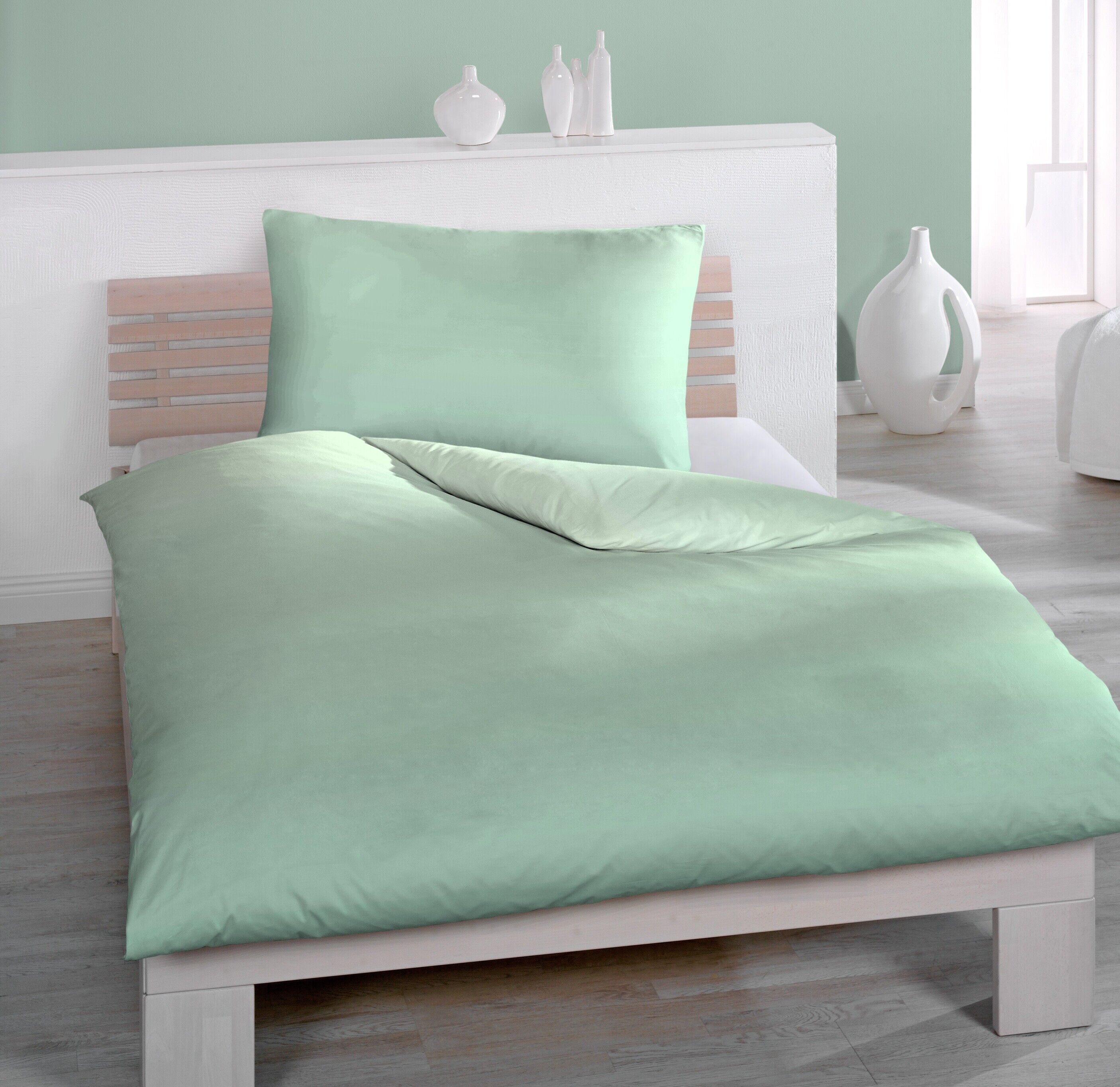 HOME FASHION Bettwäsche »Soft One, Satin (2tlg.)«, (2 tlg.), mit schönem... grün