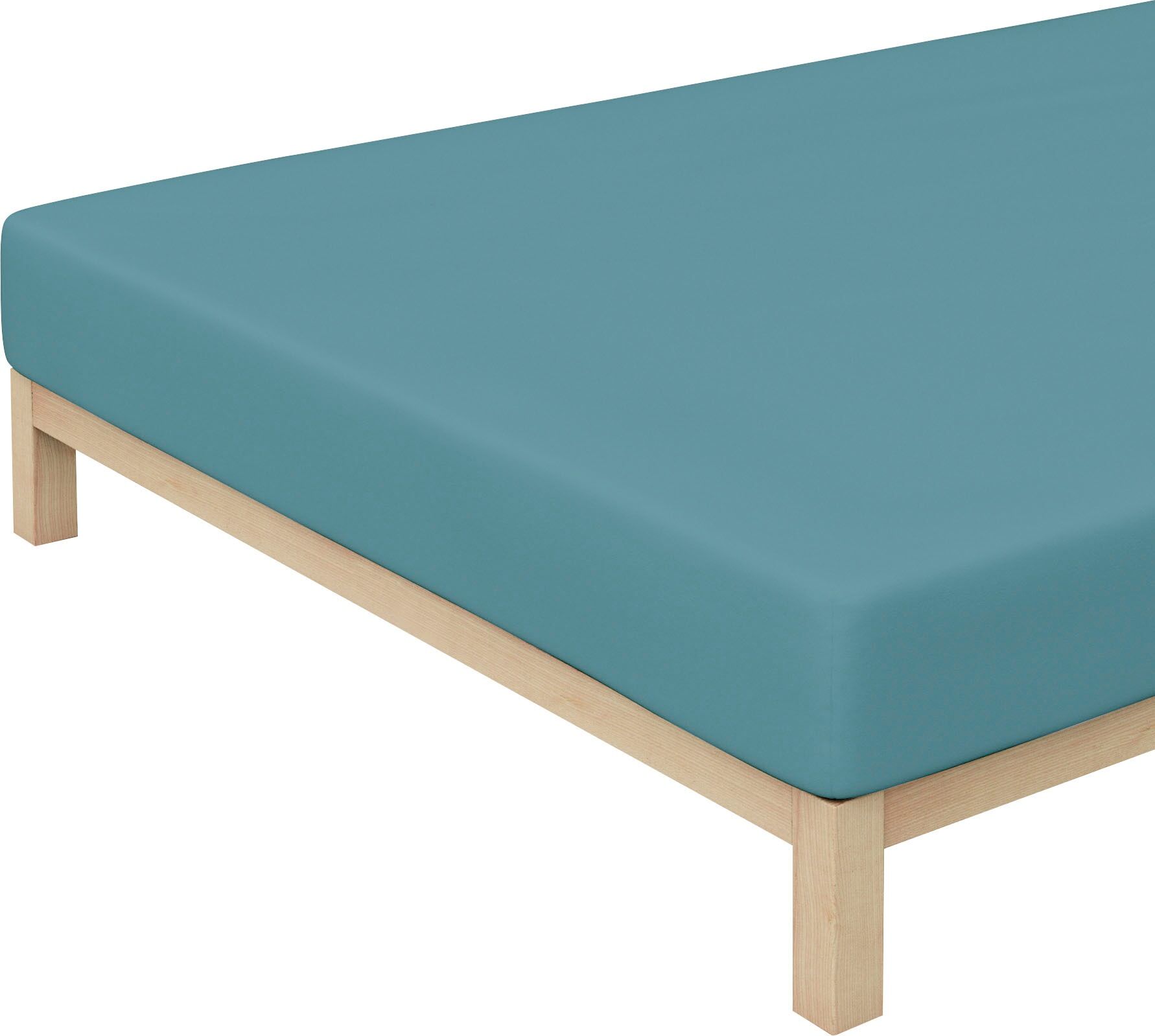 Schlafgut Spannbettlaken »Jersey-Elasthan«, (1 St.), für faltenfreien Sitz blau