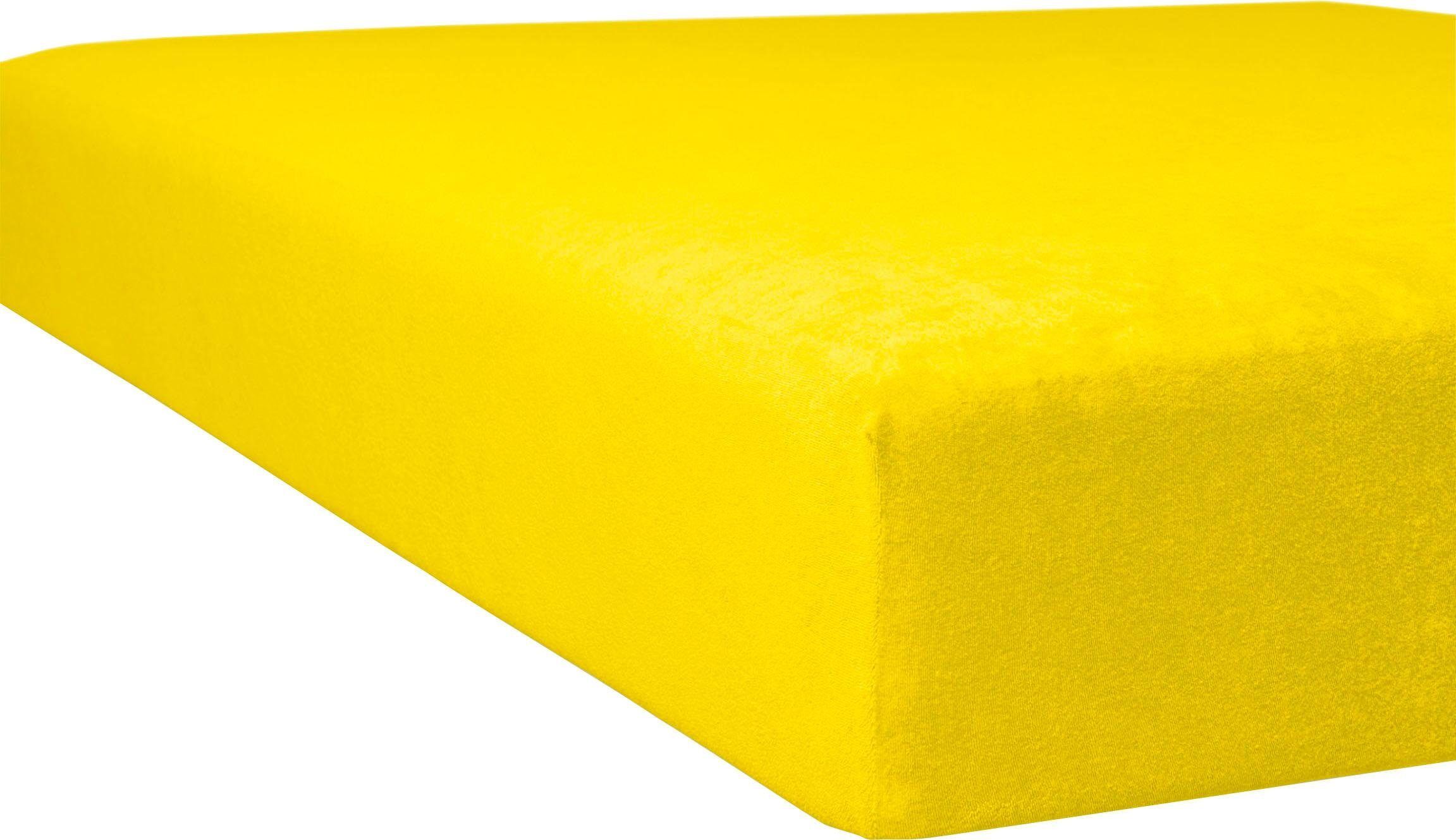 Kneer Spannbettlaken »Flausch-Frottee«, (1 St.), flauschig gelb