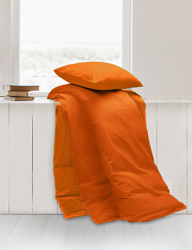 Night Fashion Kissenanzug «Seersucker», 65 x 65 cm, orange