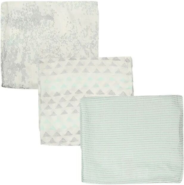 aden + anais Pucktuch METALLIC (120x120) 3er-Set in weiß/mint