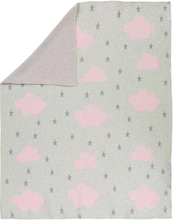 Alvi® Strickdecke CLOUD AND STAR (100x75) aus Baumwolle in grau/rosa