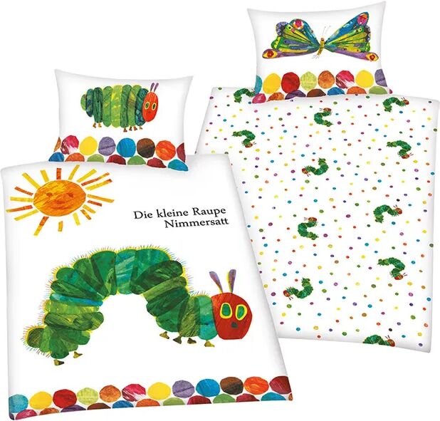 HERDING Wende-Bettwäsche BABY BEST® KLEINE RAUPE NIMMERSATT (100x135) 2-teilig in bunt