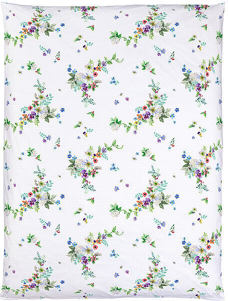 CHRISTIAN FISCHBACHER Satin Deckenbezug Mariebelle 140x200cm Weiss/Blumen bunt   C84.010