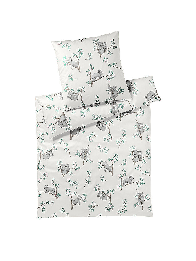 ELEGANTE Satin Bettwäsche Lazy Koalas 70x90cm / 140x200cm weiß   2305A