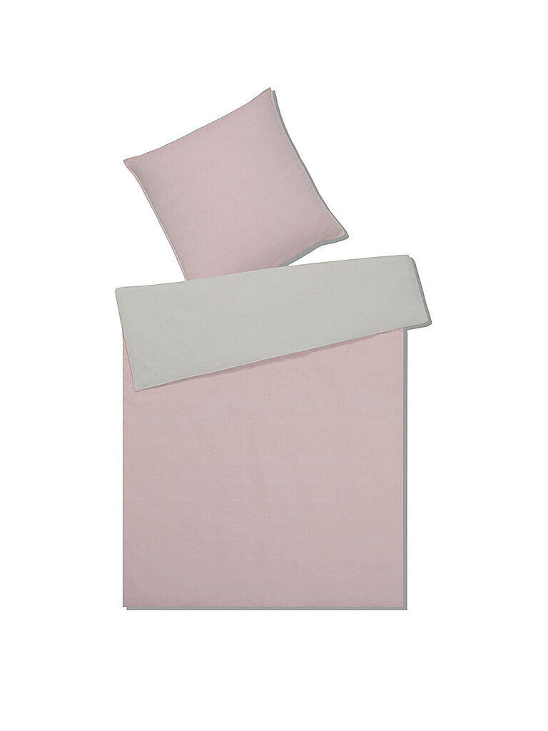 ELEGANTE Perkal Wende Bettwäsche 70x90cm / 140x200cm Rosa/Grau rosa   7050