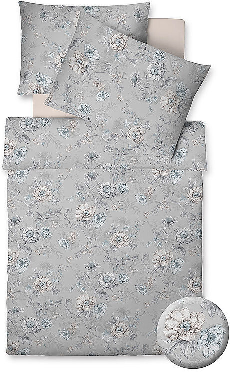 FLEURESSE Satin Bettwäsche 70x90cm/140x220cm Modern Garden Pale Blue blau   3183