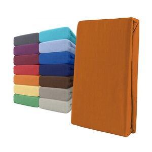 Spannbettlaken Jersey 100% Baumwolle 180-200x220 cm Orange 2er Pack