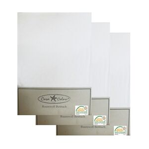 3x klassisches Haustuch, Betttuch, Bettlaken, OHNE Spanngummi, 150x250 cm, Farbe: weiß, 100% Baumwolle
