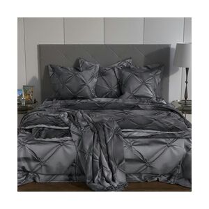 Intirilife Bettbezug 135 x 200 cm Kissenbezug 80 x x 80 cm- GRAU - Bettwäsche für Schlafzimmer und Kinderzimmer Jugendzimmer