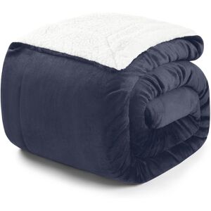 Blumtal Premium Sherpa Kuscheldecke 220 X 240 Cm - Warme Decke Oeko-Tex® - Geoffnete Verpackung Dark Ocean Blue - Blau 220 x 240 cm