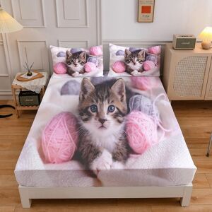 Shinichistar Eine Katze Und Ein Rosa Wollknäuel Muster Spannbettlaken Matratzenbezug