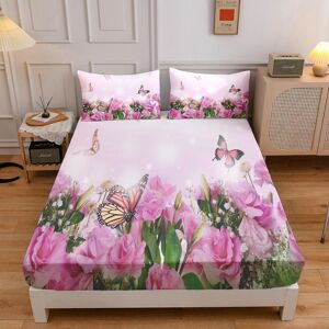 Shinichistar Schmetterlinge In Rosa Blumenmuster Spannbettlaken Matratzenbezug
