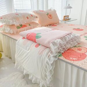 Yifulin Kawaii Cartoon Print Sommer Kühlende Tröster Bett Rock Blätter Mit Kissenbezügen Bettwäsche Set Weiche Latex Spitze Tagesdecke Dünne Steppdecke