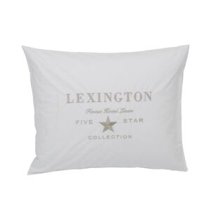 LEXINGTON Hotel Embroidery Perkal Kopfkissen-Bezug - white/light beige - 50x70 cm