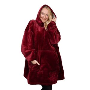 JML Homie Hoodie - Ultra-blødt hættetrøje tæppe - Fleece tæppe med ærmer - Fleecetæppe  - Rød