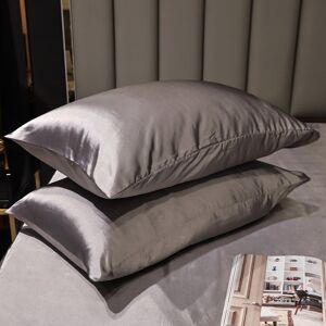 shopnbutik 2 Pairs Ice Silk Pillowcase Home Textile Bedding, Size: 50x90cm(Silver Gray)