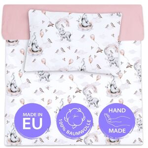 Totsy Baby Babysengesæt 90 x 120 cm - sæt børnesengetøj, puder 40x60 og elefantdyne med beskidt pink