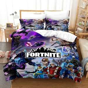 F27 3d Fortnite 2/3 stk Sengesæt Betræk Dynebetræk Pudebetræk Børn Teenagere Gave UK SINGLE 135x200cm