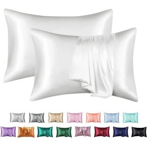 JIUSAIRUI 2 STK Pudebetræk Pudebetræk Satin Hår Skønhed Pudebetræk Home Decor Rice white 50x66cm-2PCS